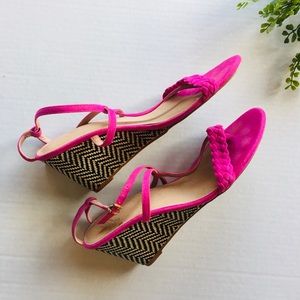 Victoria’s Secret pink strappy sandals with wedge heel, size 9